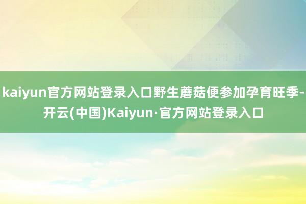 kaiyun官方网站登录入口野生蘑菇便参加孕育旺季-开云(中国)Kaiyun·官方网站登录入口